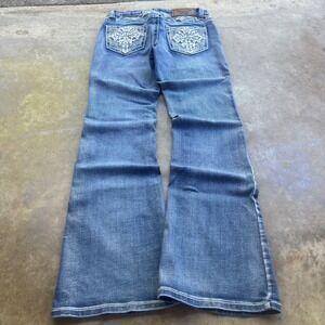 Vintage Y2K Westfield Eagle Bootcut Flare Cross Embroidered Jeans Blue 9 (j3)